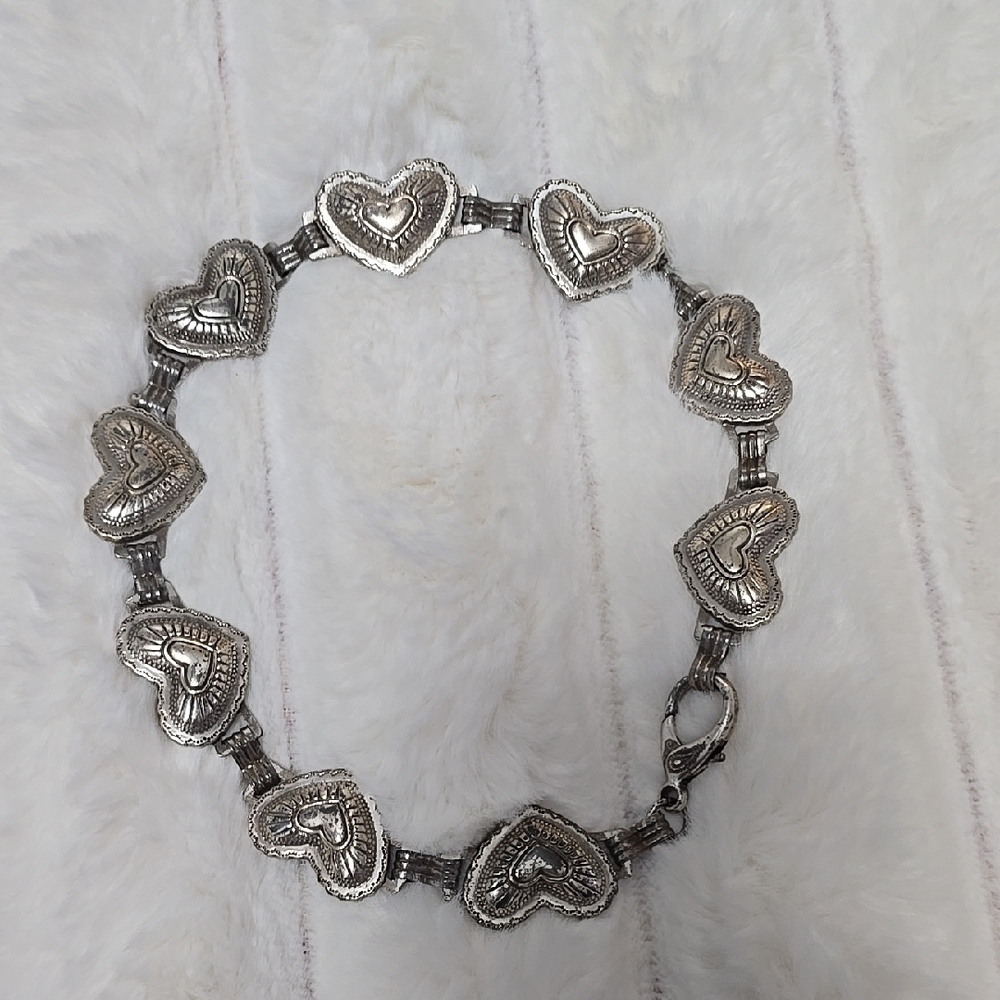 Fossil 1996 Silver Heart Charm Necklace